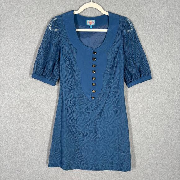 Plenty Anthropologie Dress 2 Silk Lace Sheer Puff Twee Quirky Feminine Mod 50s - Picture 1 of 13
